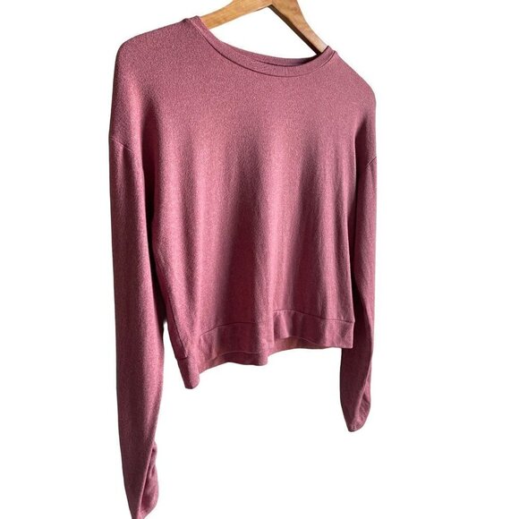 Zella Girl XL 14/16 Pink Pullover Crewneck Knit Top Ruched Long Sleeve - Picture 3 of 7